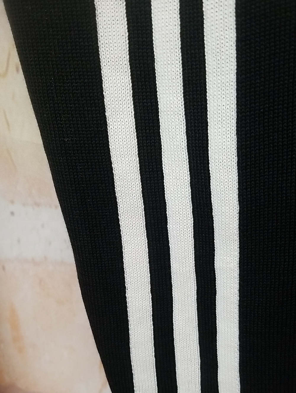 adidas Black Long Sleeve Tee with White Signature Stripes 1 Sleeve - Picture 5 of 7